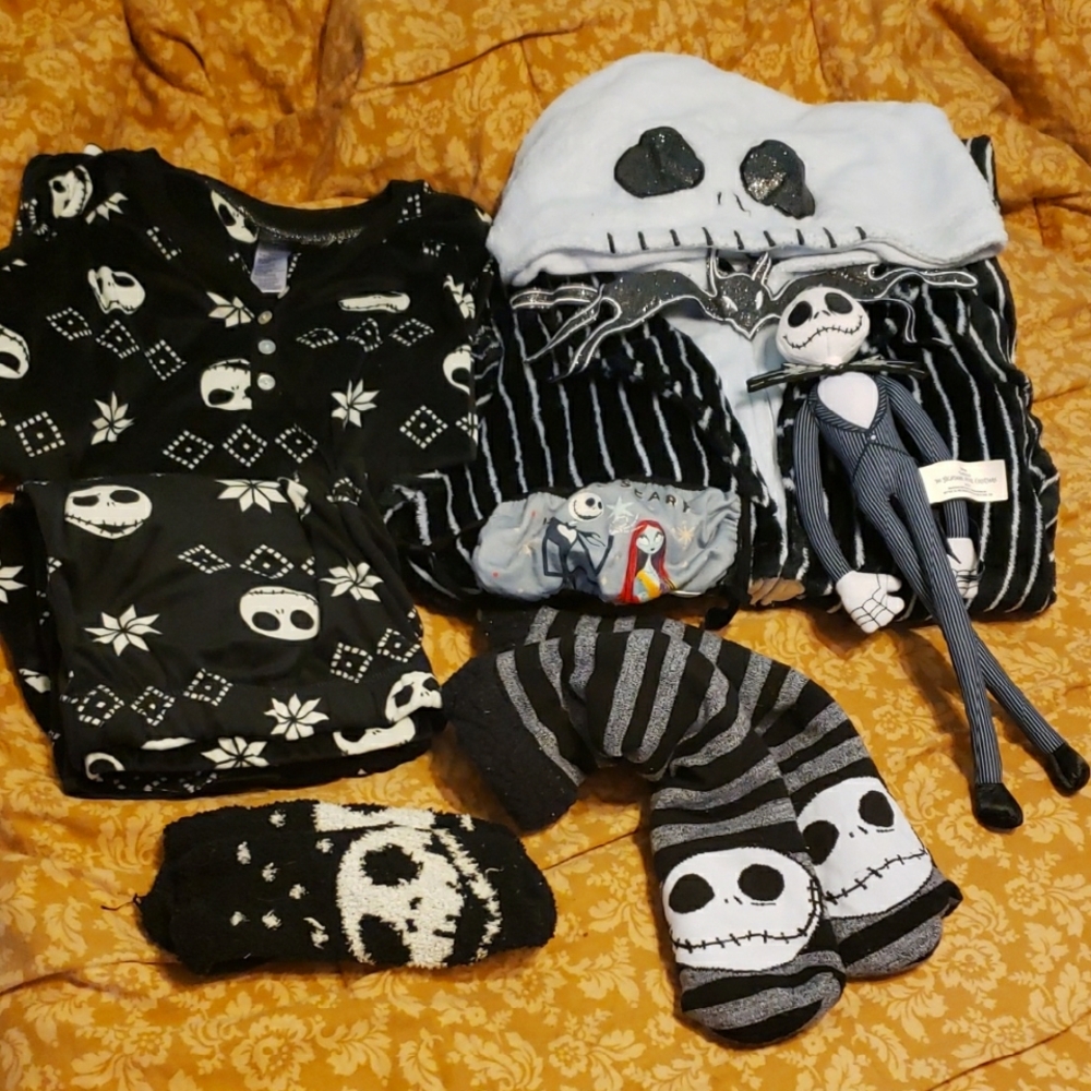 Nightmare Before Christmas Pajama Set Kigurumi Plush Socks Mask Bundle